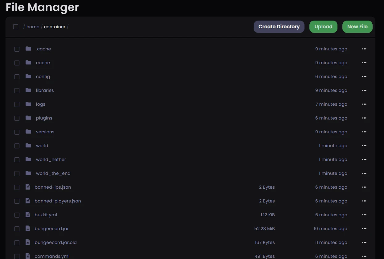 Pterodactyl live console for a Minecraft server with OP commands and live logs